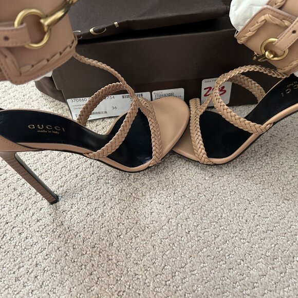 Gucci Ursula Ankle Strap Sandal,  Camellia (tan), Size 36, NIB - Picture 7 of 9